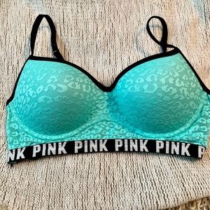 TURQUOISE AND BLACK VICTORIA’S SECRET PINK BRA